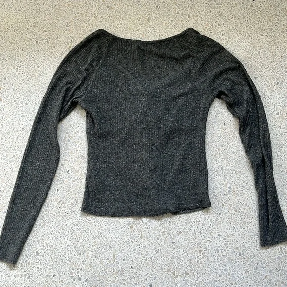 Anthropologie Gray Long Sleeve Lace Detail - Picture 5 of 5